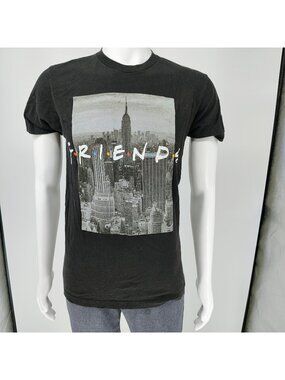 Friends New York City Skyline Black Graphic T-Shirt (Medium)